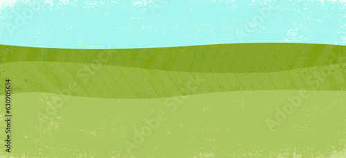 An abstract farm pasture land scene in a cut paper style with textures
