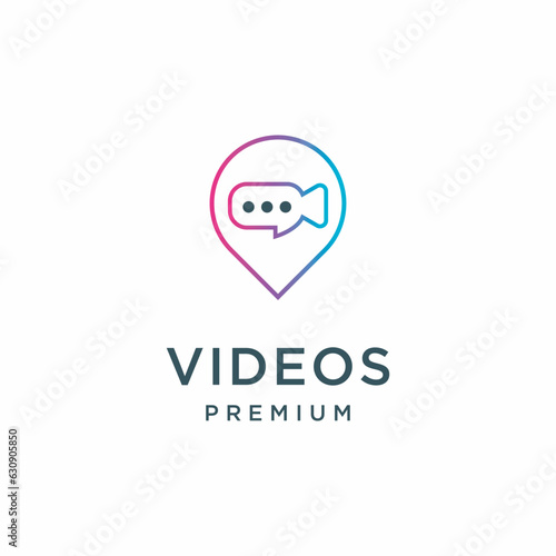 Video and pin icon, video app symbol vector illustration design Minimalist logo elegant line art sty