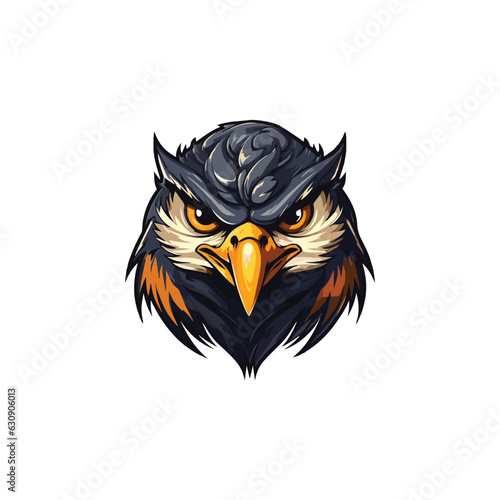 Falcon Head Mascot Logo Isolated on white background, Hawk, Eagle Face Mascot vector illustration design template, Sports Team Logo or T shirt Print or Poster Placement design