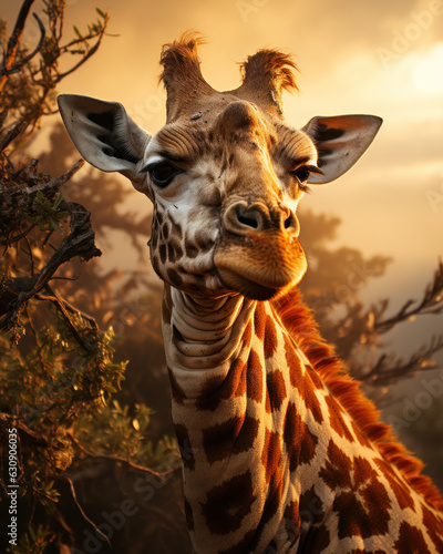 Close-up of a giraffe during sunset © STORYTELLER