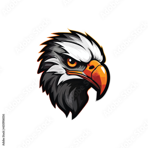 Falcon Head Mascot Logo Isolated on white background, Hawk, Eagle Face Mascot vector illustration design template, Sports Team Logo or T shirt Print or Poster Placement design