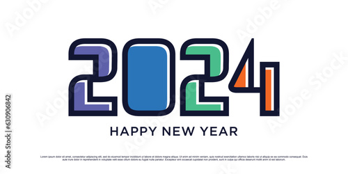 2024 Happy new year logo design vector illustration for new year 2024 with creative idea