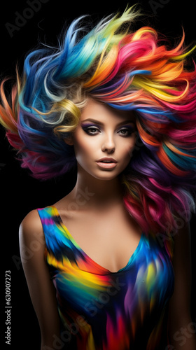 portrait of a female fashion model with colorful hair © Tkz26 Graphics