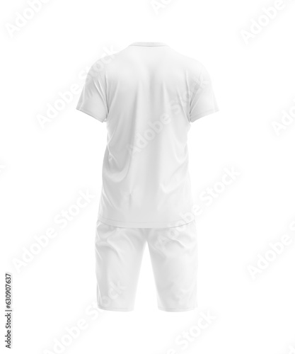 Blank t-shirt with shorts natural shape invisible mannequin template on a white background