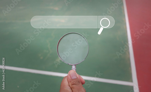 Magnifier glass for pointing for Searching browsing data on the Internet online.network,media, keyword,Digital Web,Photo concept Searching information of and Technology.