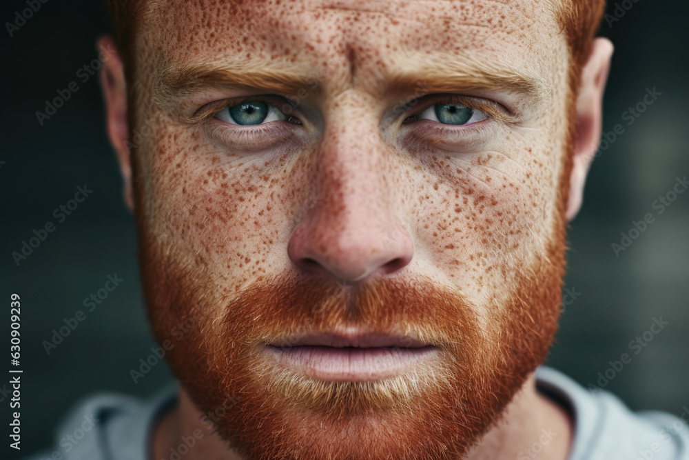 Obraz premium Portrait of man with freckles 