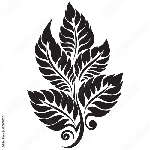 Wide leaf black and white leaf silhouette, vector leaves, editable and ready to print,