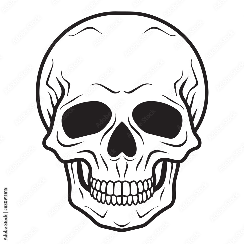 black and white skull vector, skull illustration, skull icon isolated on white background, fully editable in eps format and ready to print,