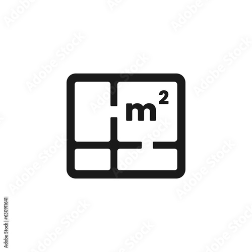 square meter icon or square meter symbol vector isolated. Best square meter icon vector for mobile apps, websites, area design element, and more.