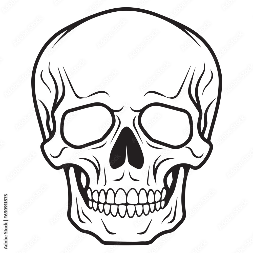 black and white skull vector, skull illustration, skull icon isolated on white background, fully editable in eps format and ready to print,