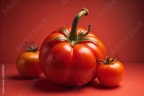 Fresh tomatoe on a wooden background. ai generative © Turan