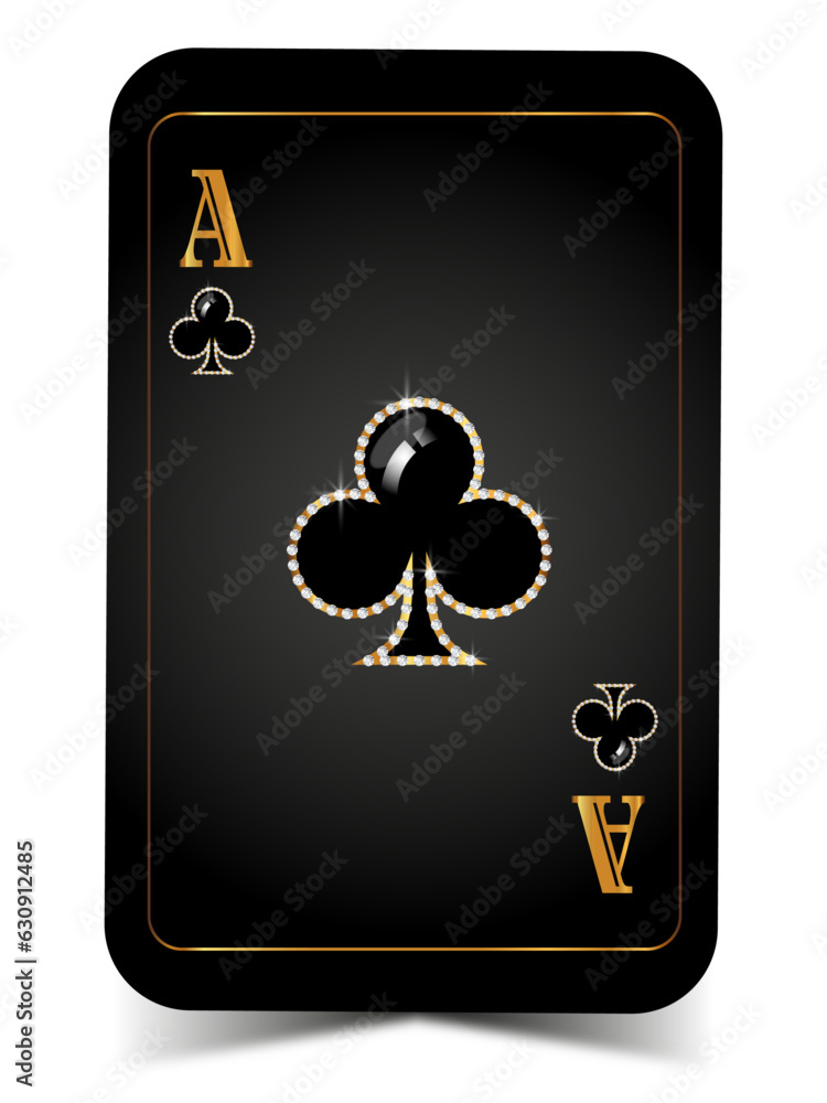 Casino clubs ace with glitter, gold and diamonds around in vector Casino clubs ace with glitter, gold and diamonds around in vector