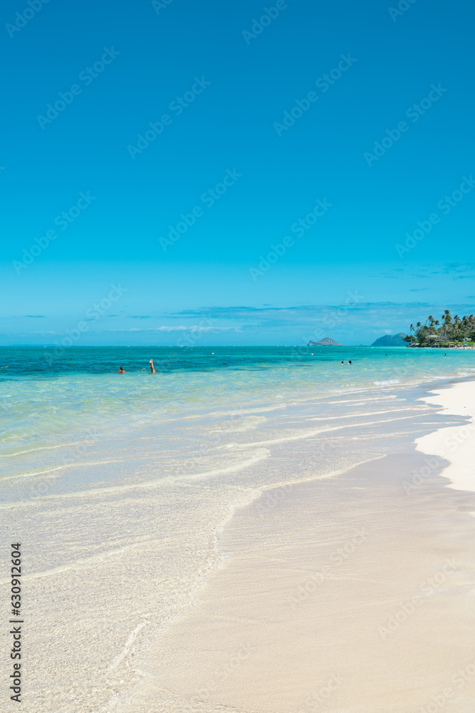 Fototapeta premium Lanikai Beach or Kaʻōhao Beach is located in Kaʻōhao, a community in the town of Kailua and on the windward coast of Oahu, Hawaii. 