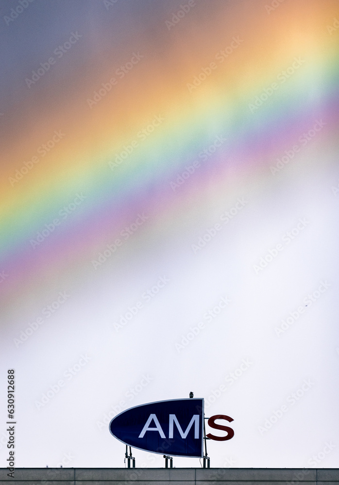 Vienna, Austria AMS the Austrian unemployment agency sign against