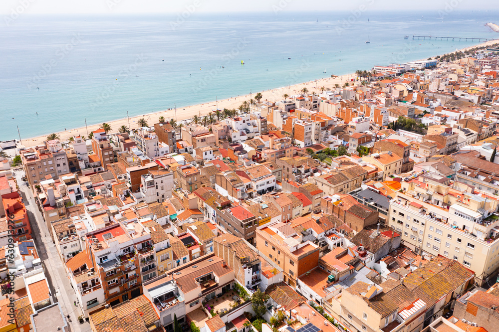 Aerial view of the spanish city of Badalona. Barcelona, Spain