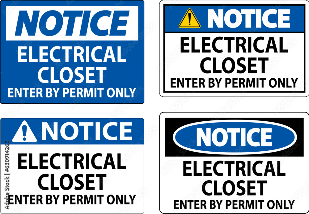 Notice Sign Electrical Closet - Enter By Permit Only Notice Sign Electrical Closet - Enter By Permit Only