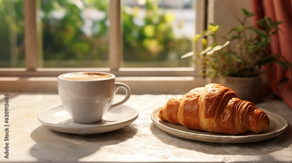 croissant snack accompanied by coffee is very good croissant snack accompanied by coffee is very good