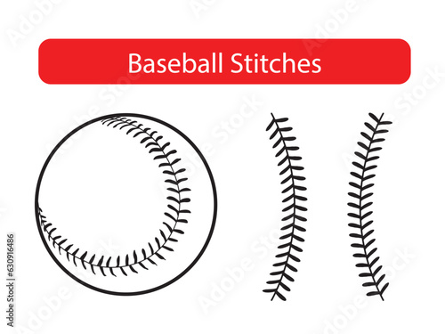 Baseball Stitches  on a white background, Vector illustration.