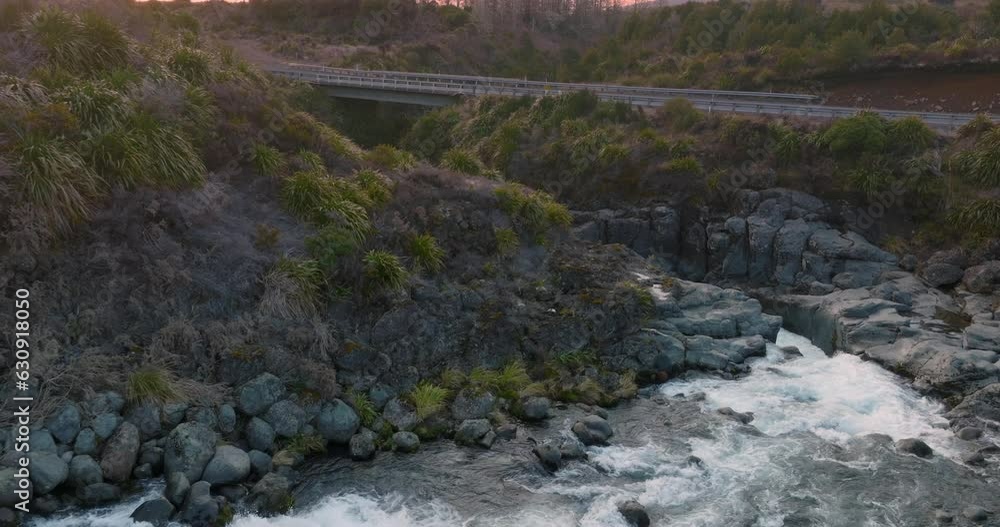 Aerial: River Rapids in the Tongariro National Park, New Zealand Aerial: River Rapids in the Tongariro National Park, New Zealand