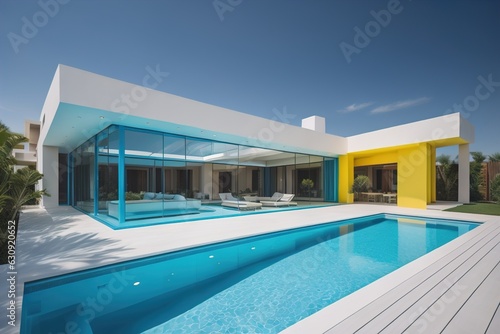 Swimming pool in a modern villa, ai generative © Turan