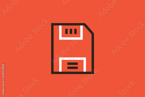 Geometric floppy disk illustration in flat style design. Vector illustration. 
