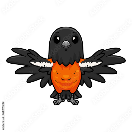 Cute venezuelan troupial bird cartoon flying