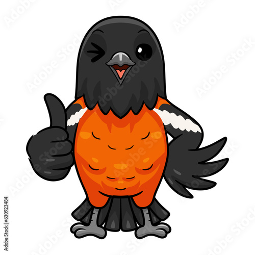 Cute venezuelan troupial bird cartoon giving thumb up