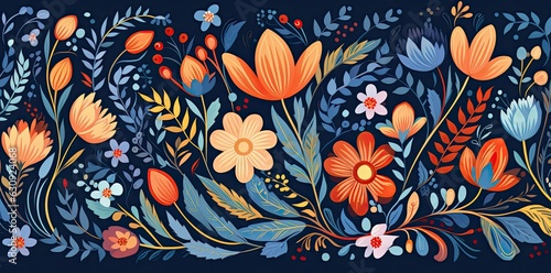 Colorful flower wallpaper. Decorative spring illustration.