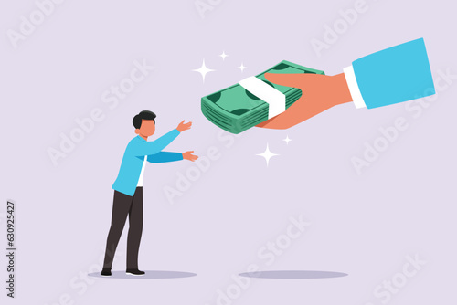 Freelancer filling invoice, distance job payroll, money transfer online, remote work payment, get salary on bank account concept. Colored flat vector illustration isolated. 