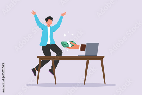 Freelancer filling invoice, distance job payroll, money transfer online, remote work payment, get salary on bank account concept. Colored flat vector illustration isolated. 