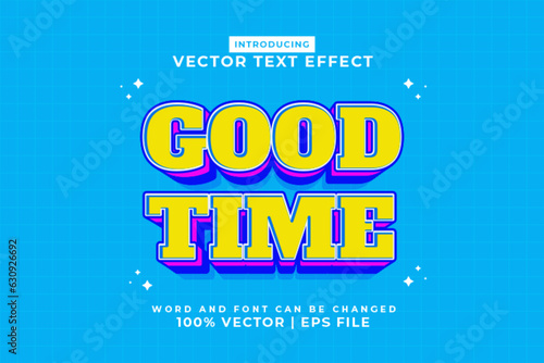 Editable text effect Good Time 3d cartoon style premium vector