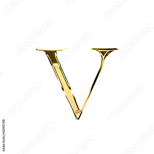 Canvastavla V gold metallic luxury chrome alphabet font