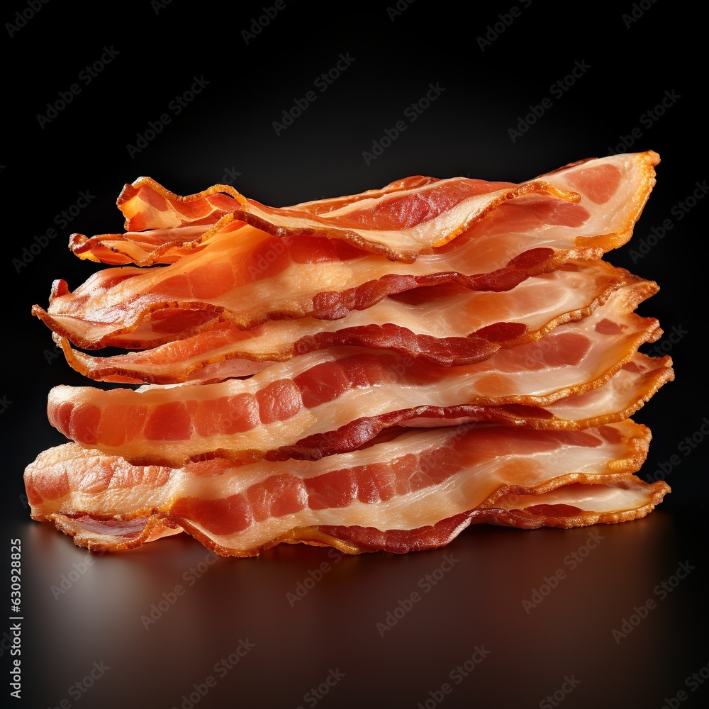 Bacon sliced. Ai. Cutout on white