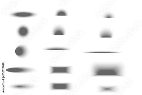 Shadow with soft edges. Gray round and oval shadows ffect. Vector illustration. Eps 10.