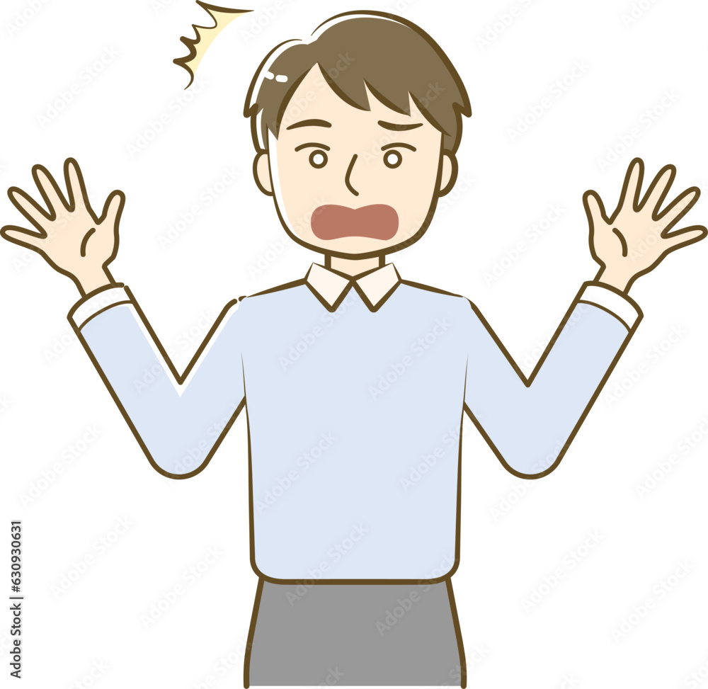 Surprised man's upper body illustration-friendly simple touch Surprised man's upper body illustration-friendly simple touch
