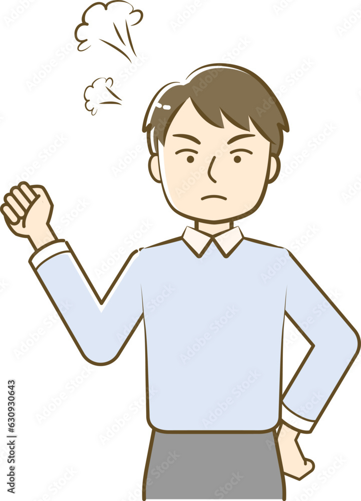 Angry man's upper body illustration-friendly simple touch Angry man's upper body illustration-friendly simple touch