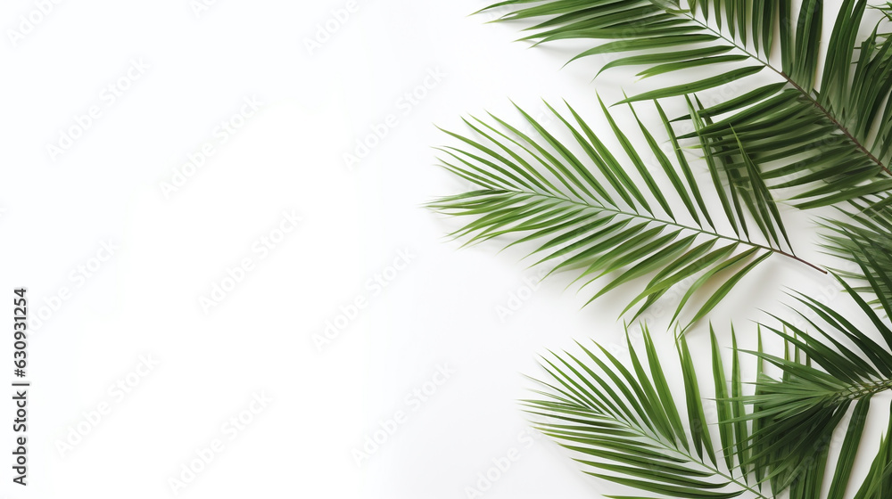 palm leaf isolated on white. Generative Ai. 