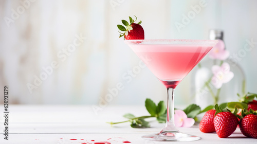 strawberry cocktail on a table. Generative Ai. 