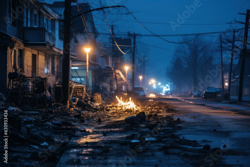 old street in the night destroyed