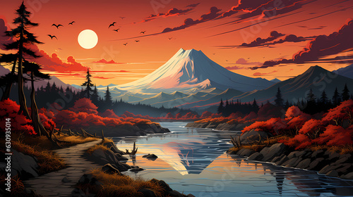 Illustration of the Mount Fuji