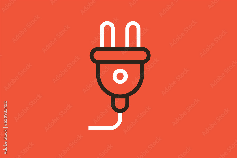 Geometric power cable illustration in flat style design. Vector illustration. Geometric power cable illustration in flat style design. Vector illustration.