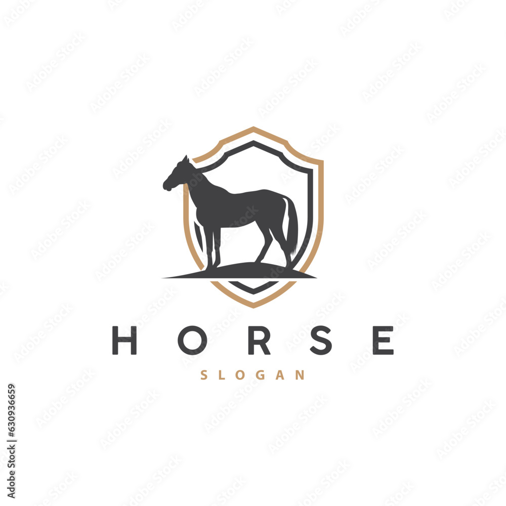 Horse Logo, West Country Farm Ranch Cowboy Logo Design, Simple Illustration Template