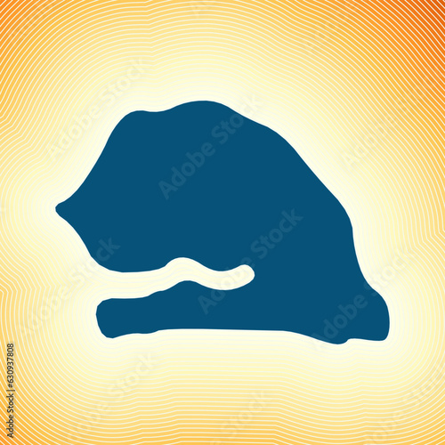 Senegal map icon. Country shape on radiant striped gradient background. Senegal vibrant poster. Creative vector illustration.