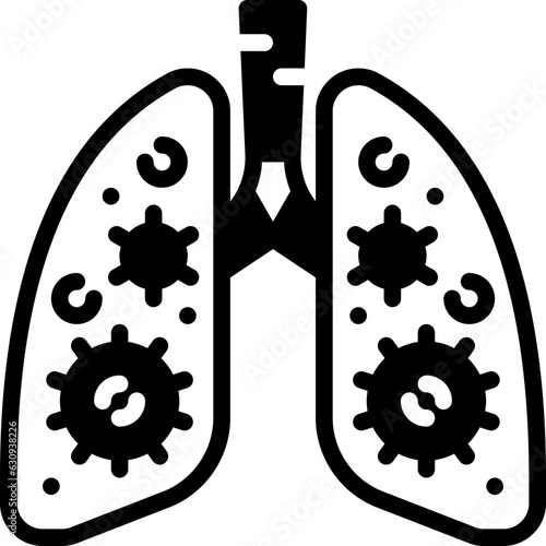 infected lung solid line icon