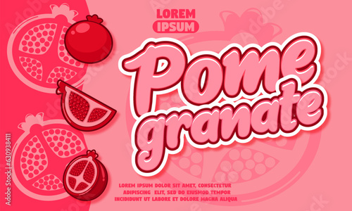 pomegranate text effect with pomegranate icon background