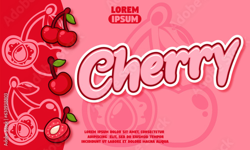 cherry  text effect with avocado icon background