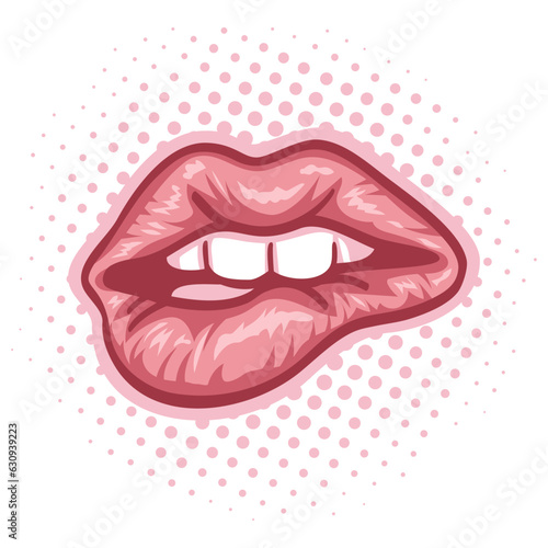 Sexy Lip Biting Lips Pop Art Vector Illustration