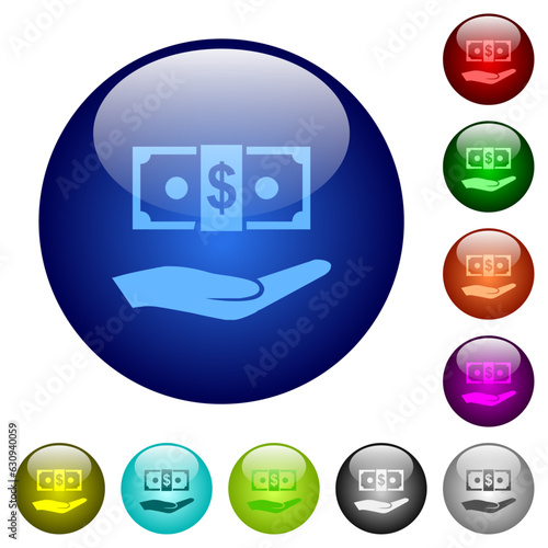 Palm and dollar banknote color glass buttons