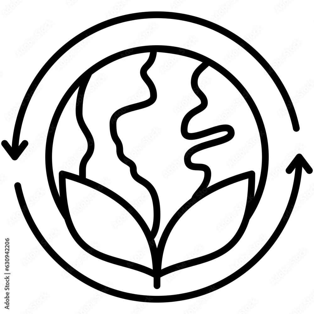 Sustainable Icon. Eco Recycle Environment Symbol Stock Illustration. Vector Line Icons For UI Web Design And Presentation Sustainable Icon. Eco Recycle Environment Symbol Stock Illustration. Vector Line Icons For UI Web Design And Presentation