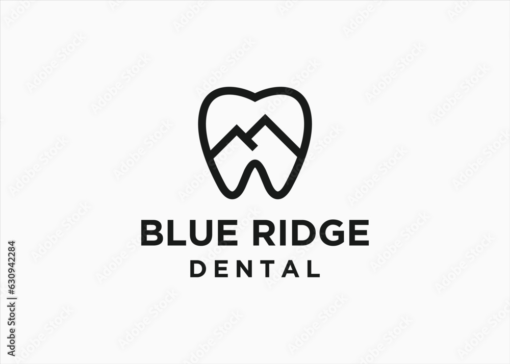dental with mountain logo design vector silhouette illustration dental with mountain logo design vector silhouette illustration